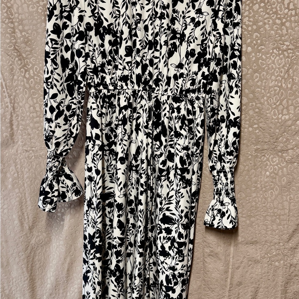 Elegant Black and White Floral Dress